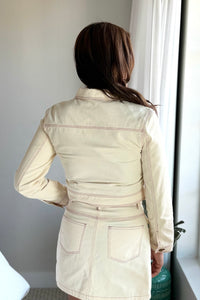 Contrast Stitching High Waisted Mini Skirt