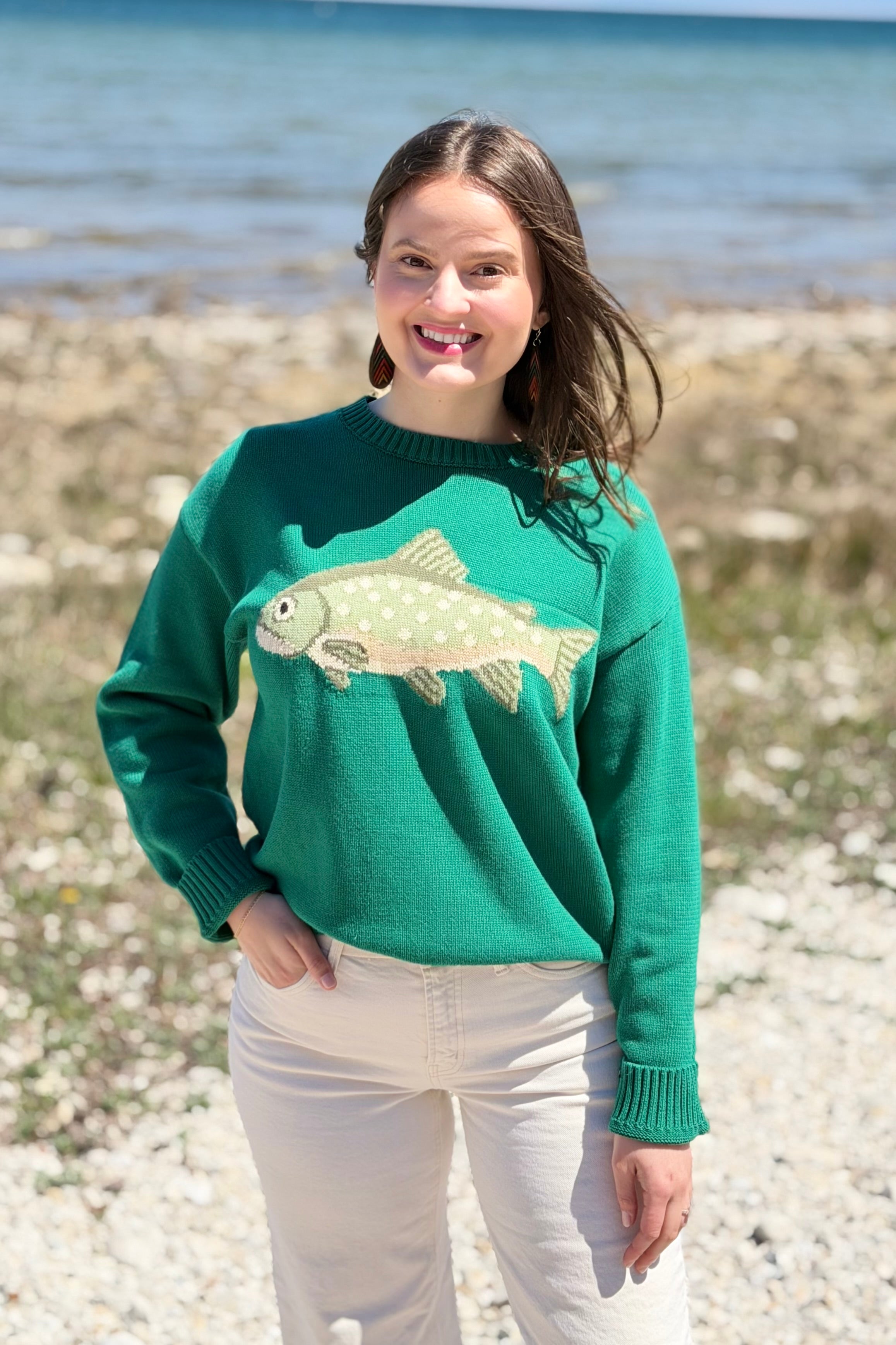 Lakeside Fish Sweater - Forest