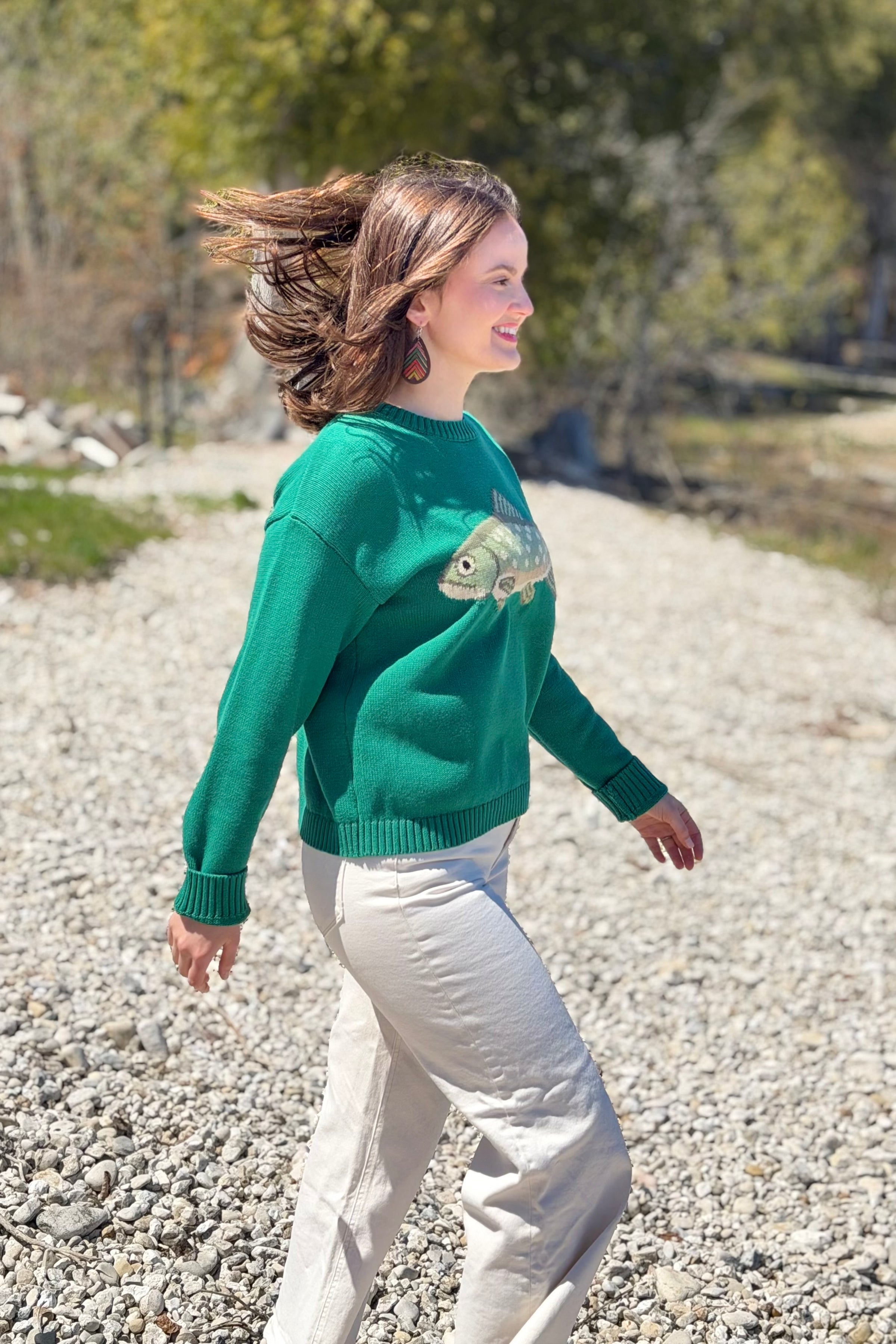 Lakeside Fish Sweater - Forest