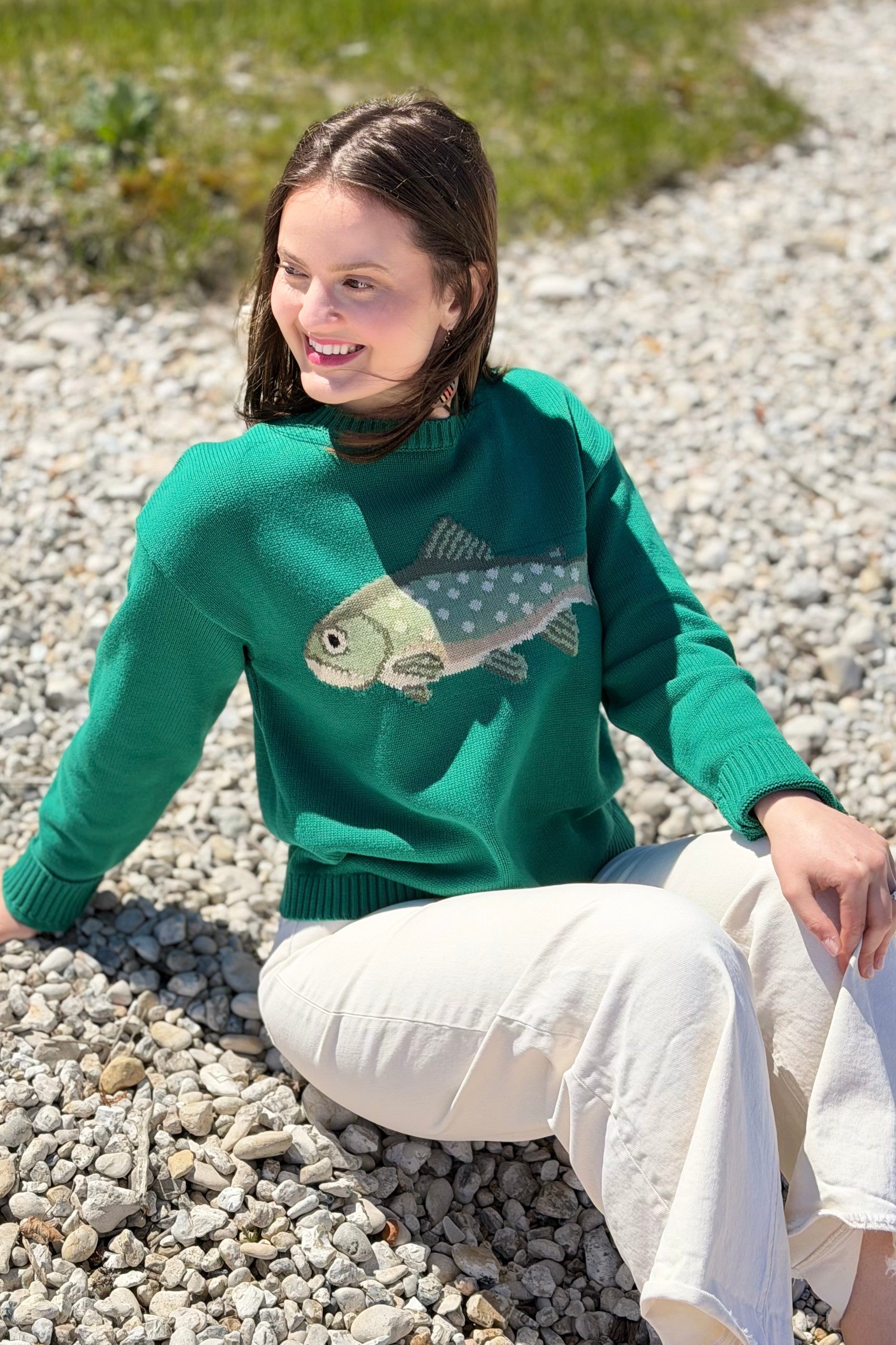 Lakeside Fish Sweater - Forest
