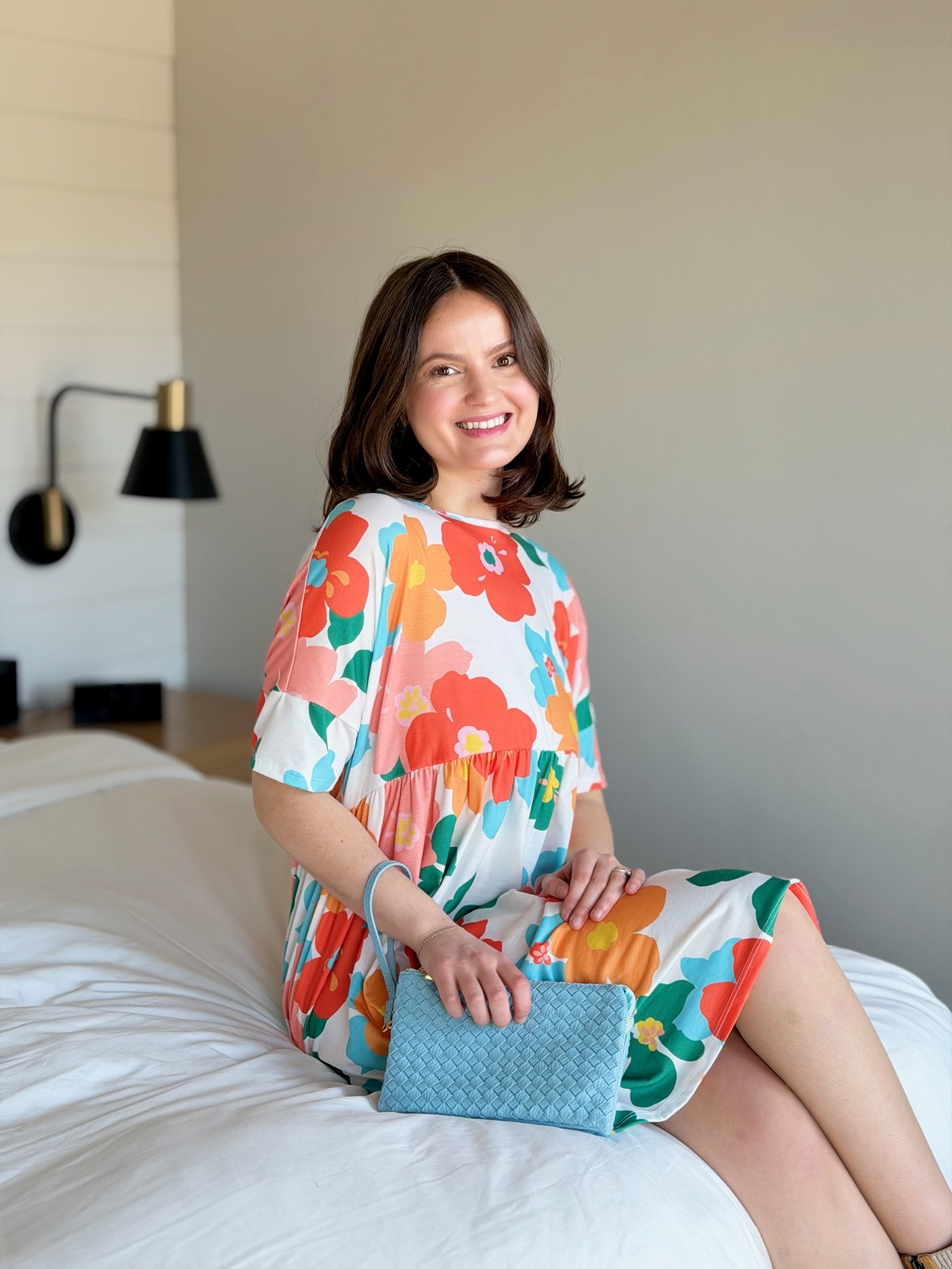 Kathy Woven Clutch/Crossbody Bag - Baby Blue