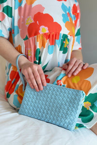 Kathy Woven Clutch/Crossbody Bag - Baby Blue