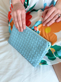 Kathy Woven Clutch/Crossbody Bag - Baby Blue