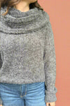 Soft Cowl Neck Sweater - Dark Gray