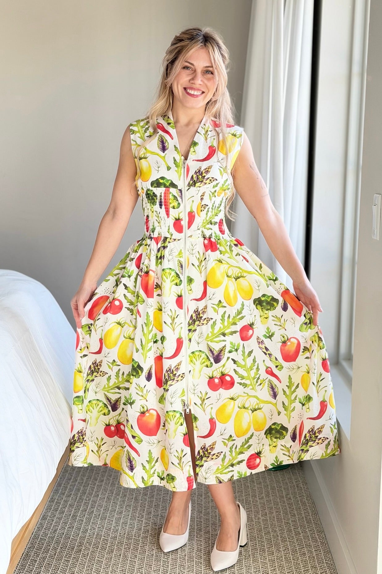 Vibrant Produce Smocked Waist Dress
