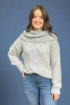 Soft Cowl Neck Sweater - Gray