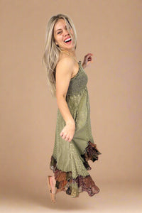 Boho Corset Back Dress Olive