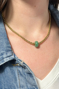 Chain Link Wheel Pendant Necklace - Jade