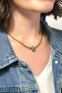 Chain Link Wheel Pendant Necklace - Jade
