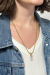 Circle Link Pendant Necklace - Opal