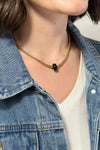 Chain Link Wheel Pendant Necklace - Black