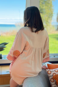 Boho Embroidered Babydoll Dress - Pink