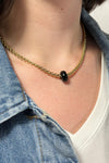 Chain Link Wheel Pendant Necklace - Black