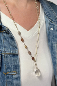 Crystal Linked Necklace - Gold