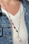 Crystal Linked Necklace - Silver
