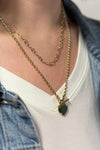 Layered Heart Charm Necklace - Gold