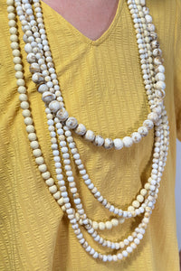 5-Layer Chunky Bead Necklace - Cream