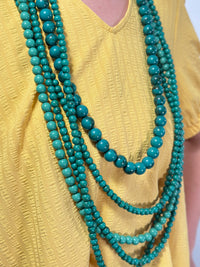 5-Layer Chunky Bead Necklace - Turquoise