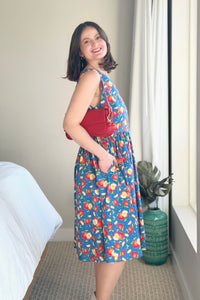 Fit & Flare Apple Dress - Blue