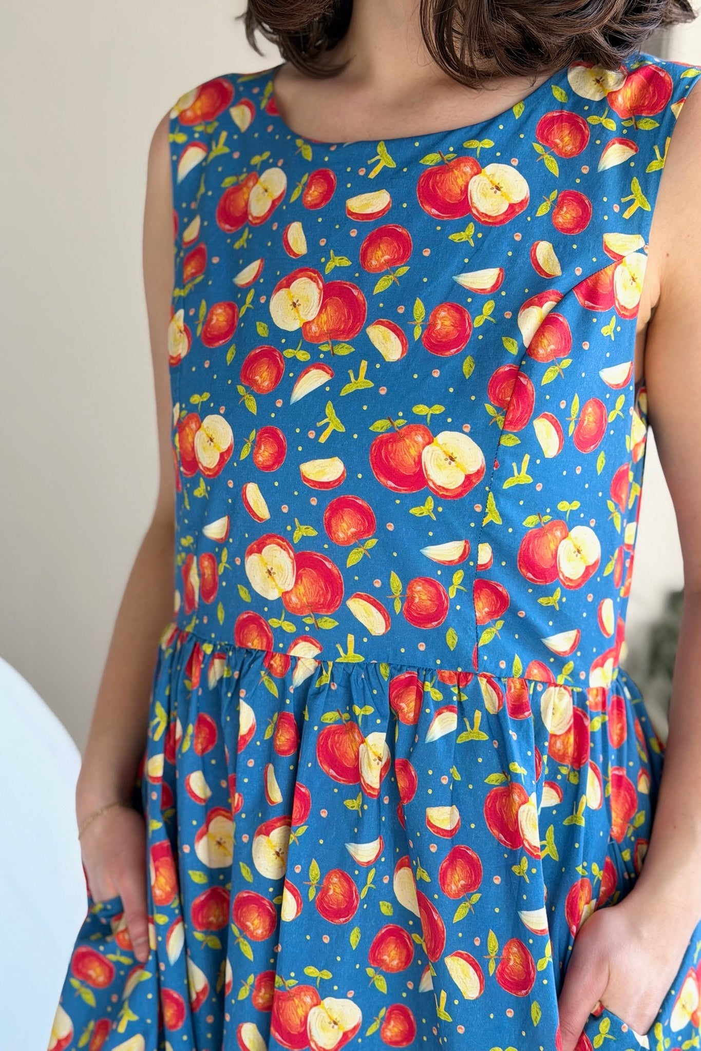 Fit & Flare Apple Dress - Blue