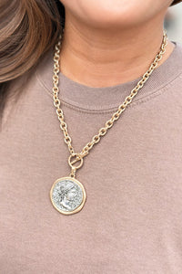 Coin Pendant Toggle Necklace - Gold