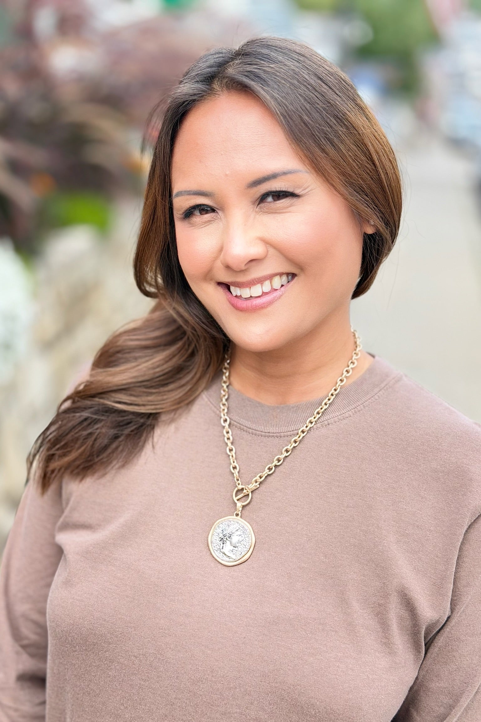 Coin Pendant Toggle Necklace - Gold