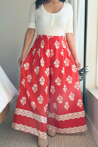 Boho-Chic Wide Leg Pants - Red