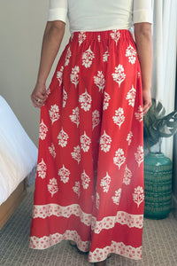 Boho-Chic Wide Leg Pants - Red