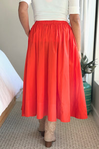 Midi Skirt With Pocket - Coral