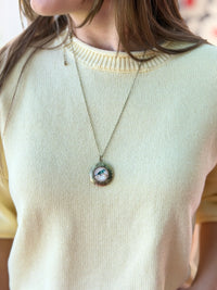 Vintage Bird Print Gold Locket Necklace