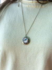 Vintage Bird Print Gold Locket Necklace
