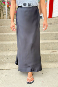 Satin Maxi Skirt - Black