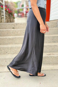 Satin Maxi Skirt - Black