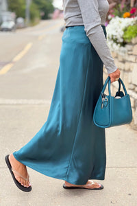 Satin Maxi Skirt - Dark Teal