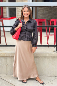 Satin Maxi Skirt - Dark Taupe
