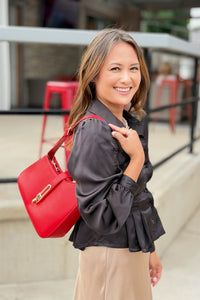Havana Asymmetrical Shoulder Bag - Cherry