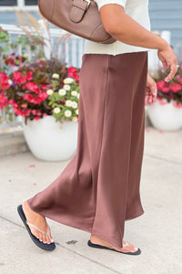 Satin Maxi Skirt - Dark Brown