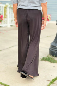 Smocked Waist Palazzo Pants - Black
