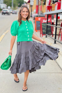 Tiered Wrap Maxi Skirt - Grey