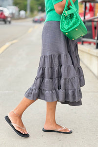 Tiered Wrap Maxi Skirt - Grey