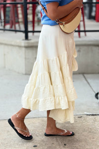 Tiered Wrap Maxi Skirt - Vanilla