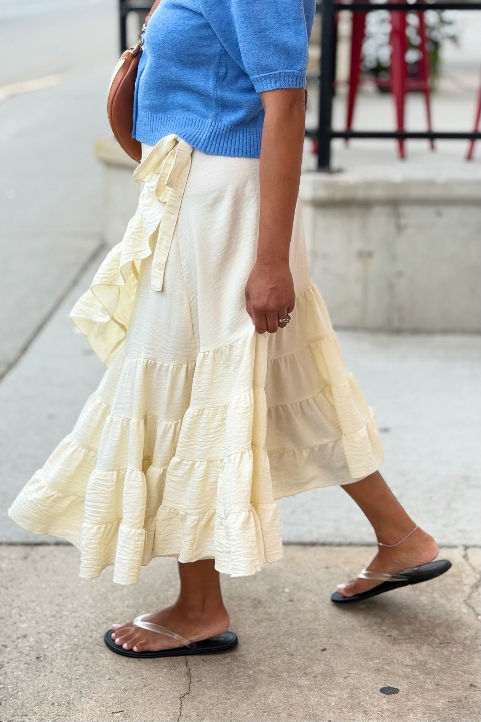 Tiered Wrap Maxi Skirt - Vanilla