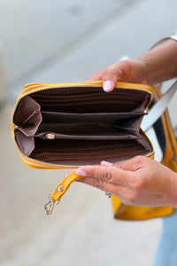 Lexie Two-Tone Lion Satchel Bag - Mustard