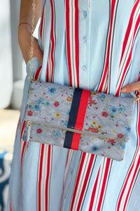 Jules Print Crossbody Clutch - Blue