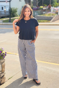 Pleated Swing Tee Top - Black