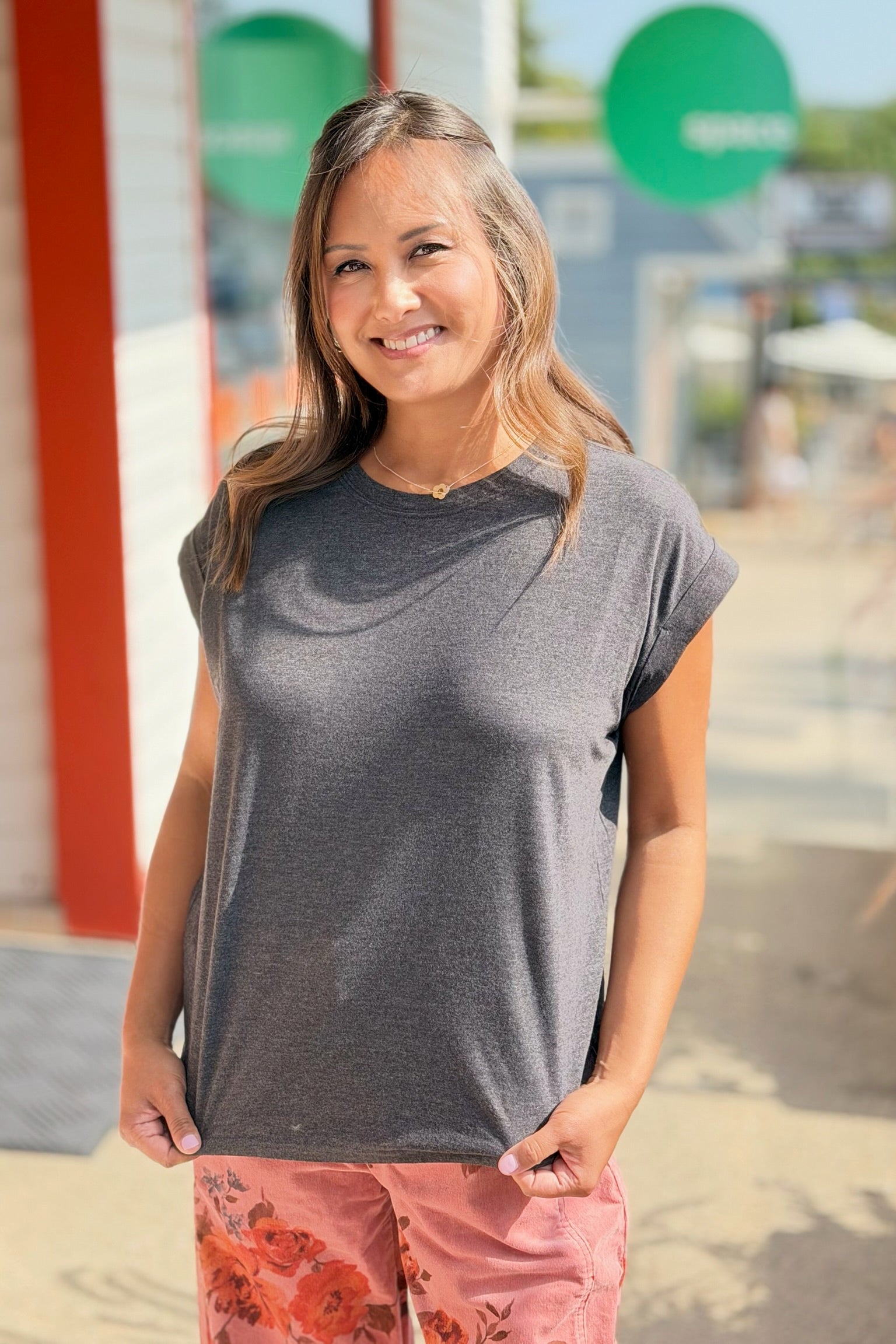 Round Neck Tee - Charcoal
