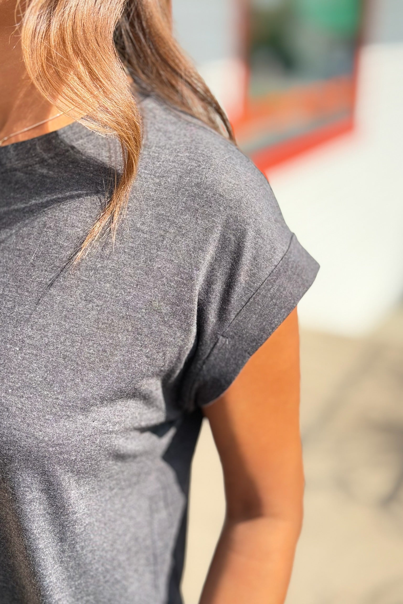Round Neck Tee - Charcoal