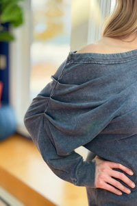 Off Shoulder Asymmetrical Tunic - Navy