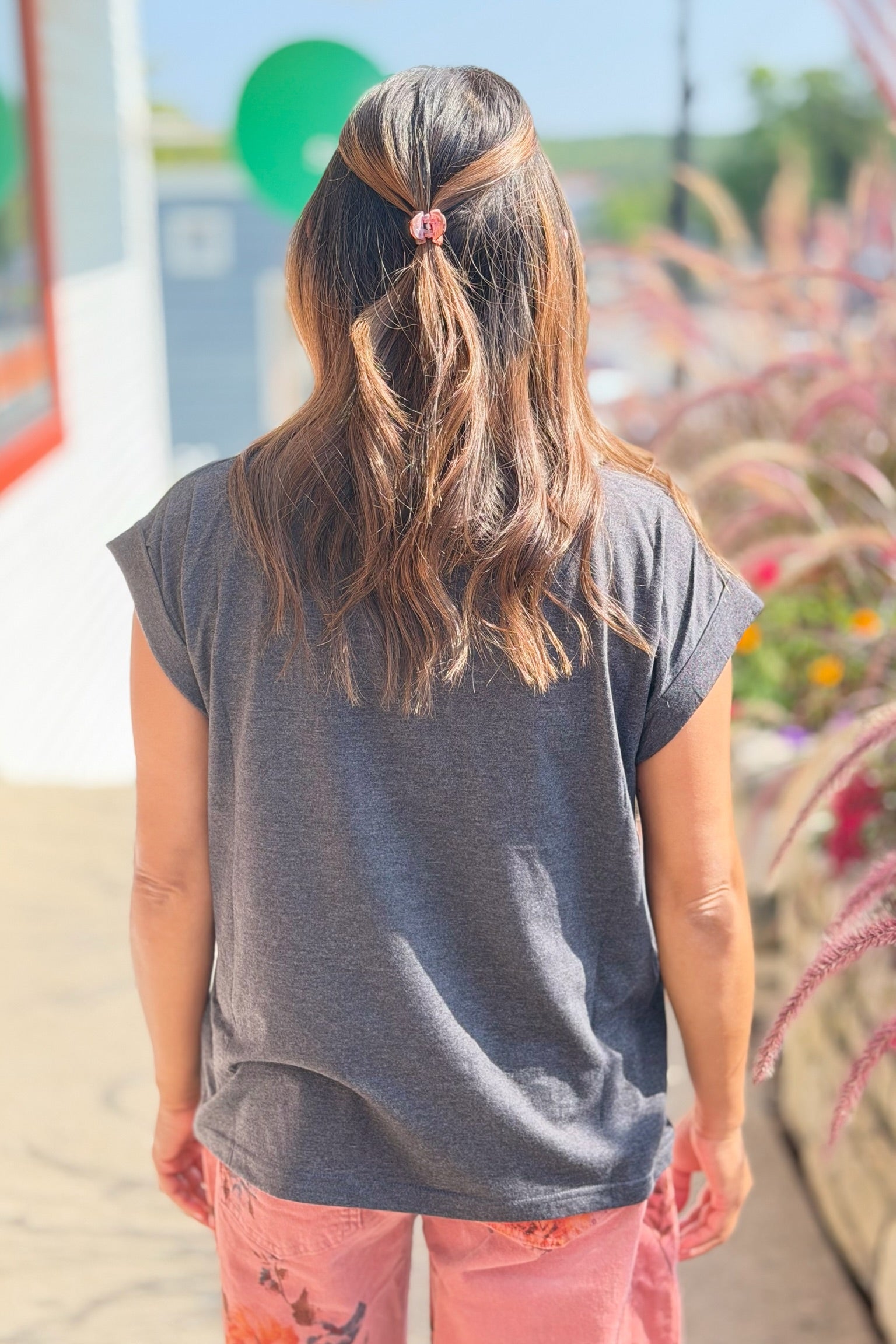 Round Neck Tee - Charcoal