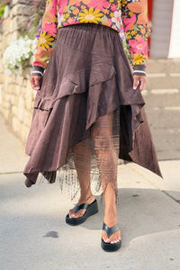 Boho Layered Lace Midi Skirt
